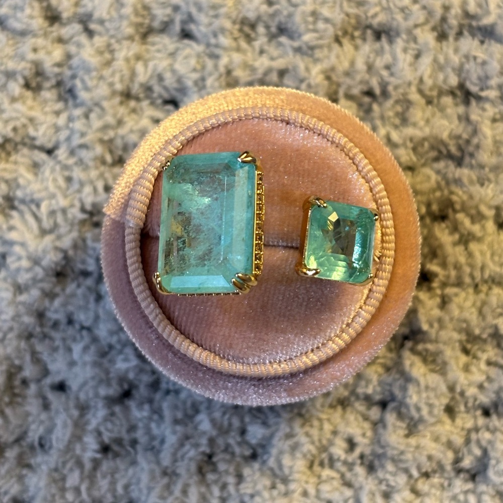 Elegant Gold and Aquamarine color changing Stone to Cinnamon Coral topaz.
